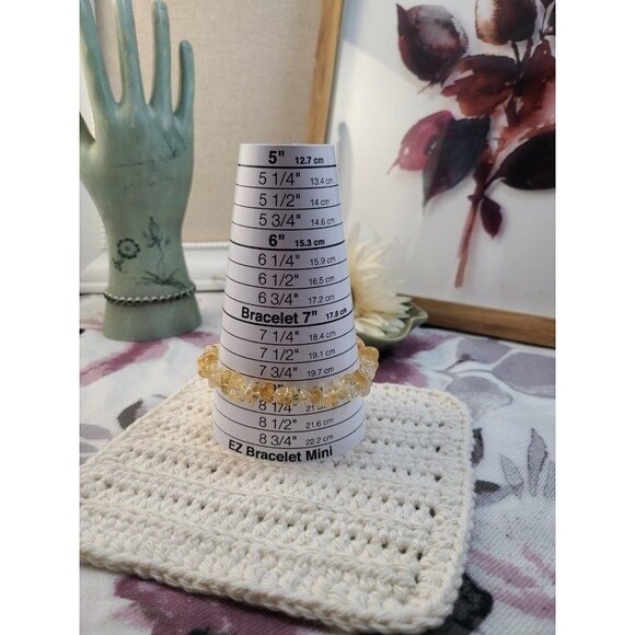 Natural Citrine Gemstone Bracelet | Yellow Crystal Chips | Stretch Jewelry - Picture 6 of 7